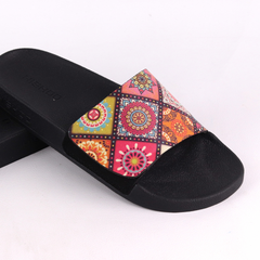 Dép quai ngang da bò Xé dán Gạch Bông HISHOO U115