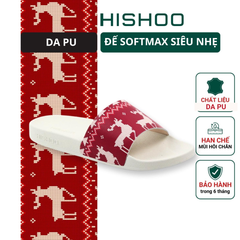 Dép quai ngang da bò In Hình Họa Tiết Hươu Đỏ HISHOO U112