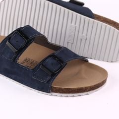 Dép đế trấu birken quai ngang 2 khoá da lộn HISHOO R093
