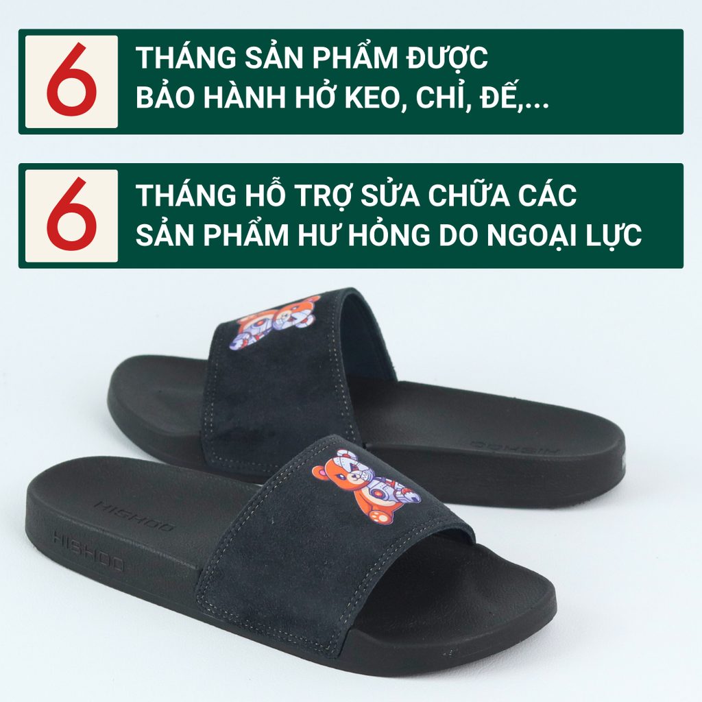 Dép quai ngang da bò lộn Gấu Bặm Trợn HISHOO U113