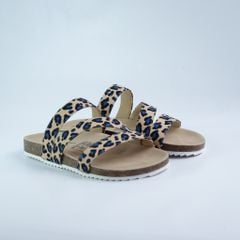 Dép đế trấu birken 3 quai ngang vải canvas HISHOO S112