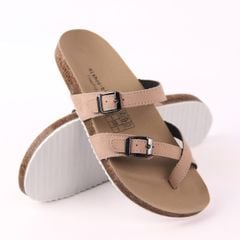 Dép đế trấu birken xỏ ngón 2 khoá da lộn HISHOO R098