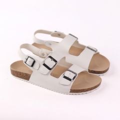 Dép đế trấu Sandal birken quai ngang 2 khoá da bò HISHOO M102
