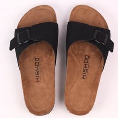 Dép đế trấu birken 1 khoá da lộn premium HISHOO H113