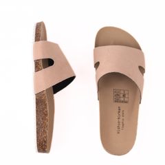 Dép đế trấu birken quai ngang chữ I da lộn HISHOO R100