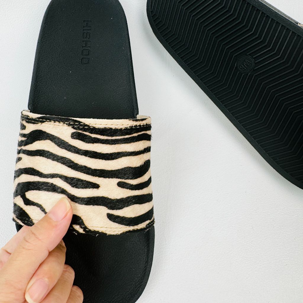 Dép quai ngang da bò Ngựa vằn Cowhide HISHOO U555