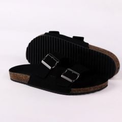 Dép đế trấu birken quai ngang 2 khoá da lộn HISHOO R093
