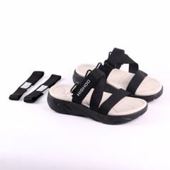 Giày Đi Học Sandal Đế Đen Mặt Trắng Quai Dù HISHOO F003