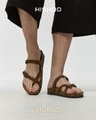 Dép đế trấu birken quai ngang xỏ ngón da lộn premium HISHOO H098