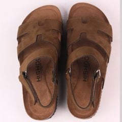 Dép đế trấu birken bé trai bé gái sandal Chữ H da lộn premium HISHOO H115
