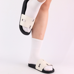 Dép quai ngang Da Vẩy Rồng CHỮ H HISHOO U114