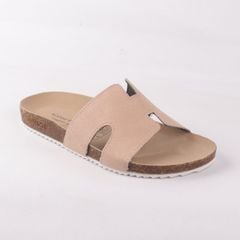 Dép đế trấu birken quai ngang chữ H da lộn HISHOO R095