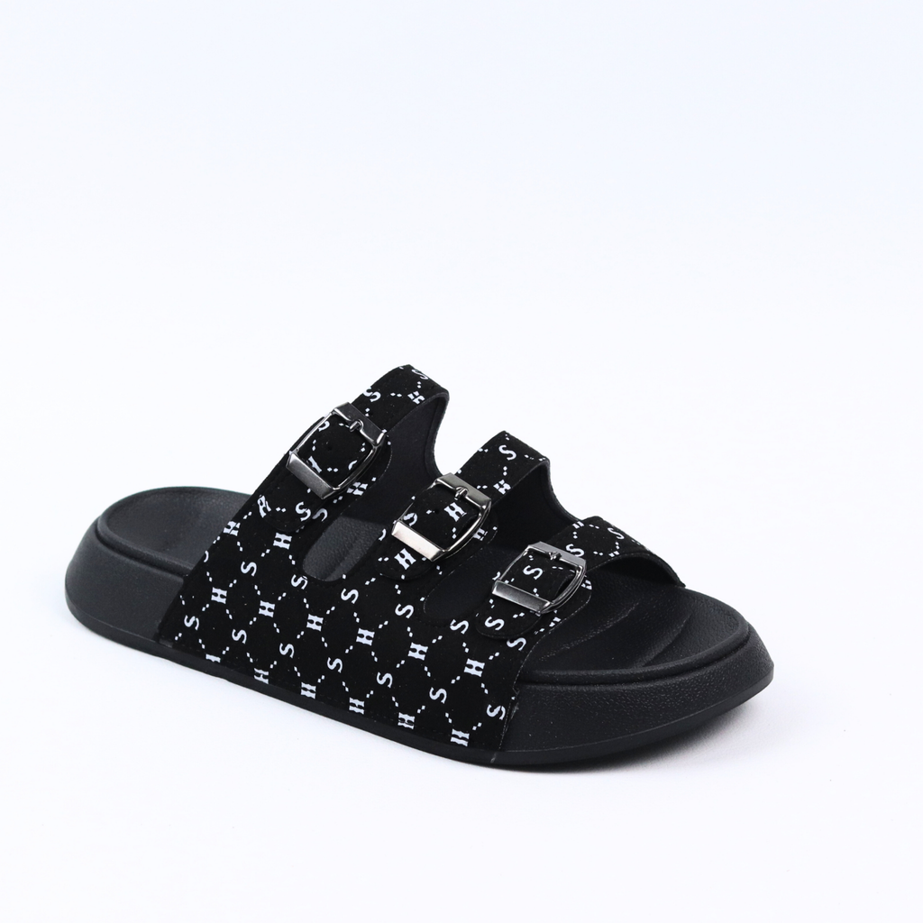 Dép quai ngang 3 khoá Monogram HISHOO S130