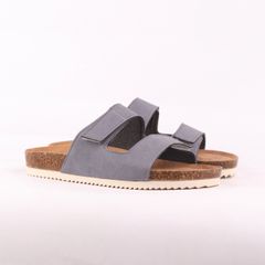 Dép đế trấu birken bé trai bé gái quai ngang xé dán da lộn premium HISHOO H105