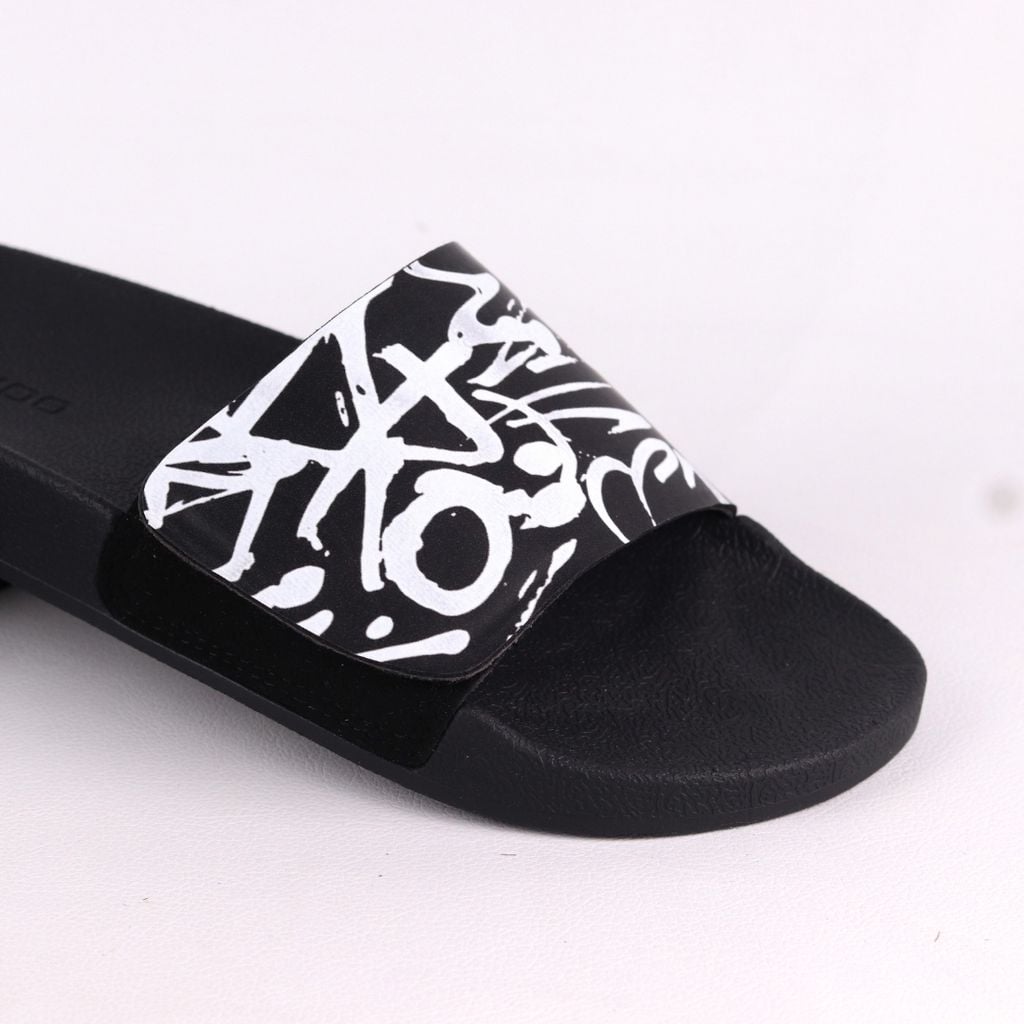 Dép quai ngang da bò Xé dán Grafiti HISHOO U115