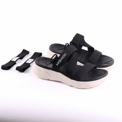 Giày Đi Học Sandal Đế Trắng Mặt Đen Quai Dù HISHOO F002