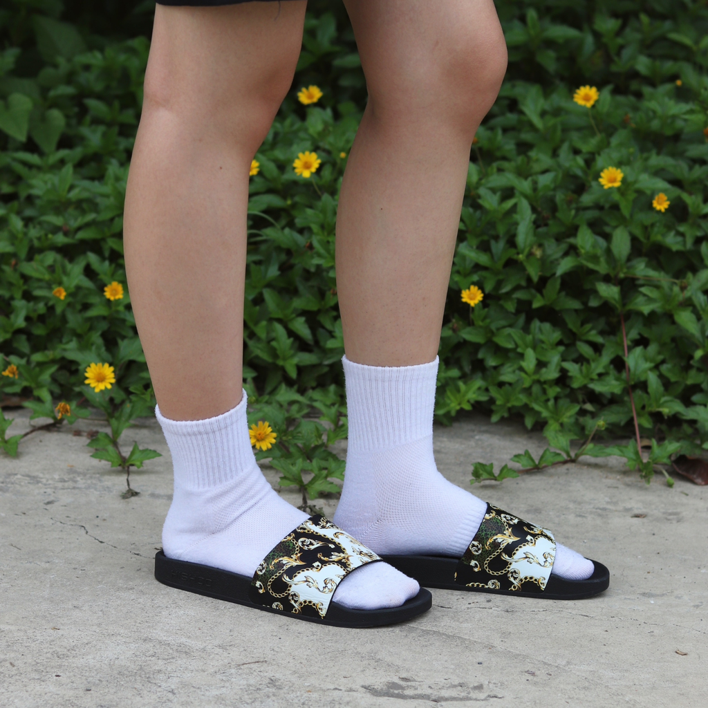 Dép quai ngang da bò In Hình Họa Tiết Phục Hưng HISHOO U113