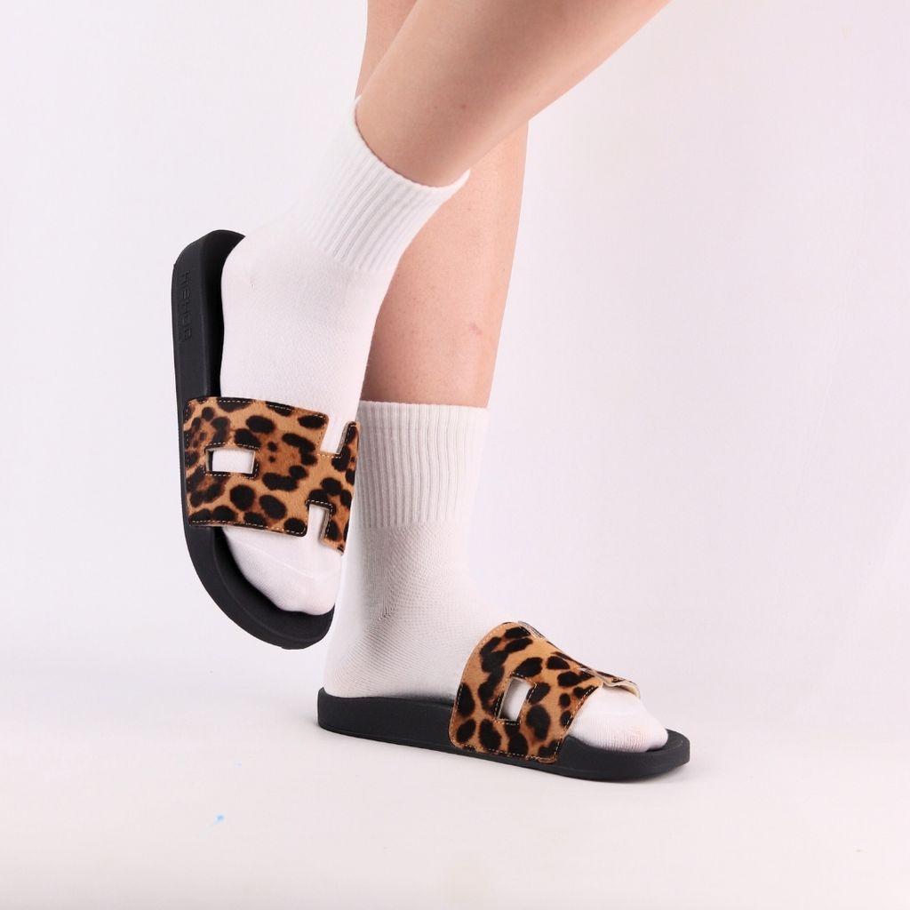Dép quai ngang Da Beo Cowhide CHỮ H HISHOO U114