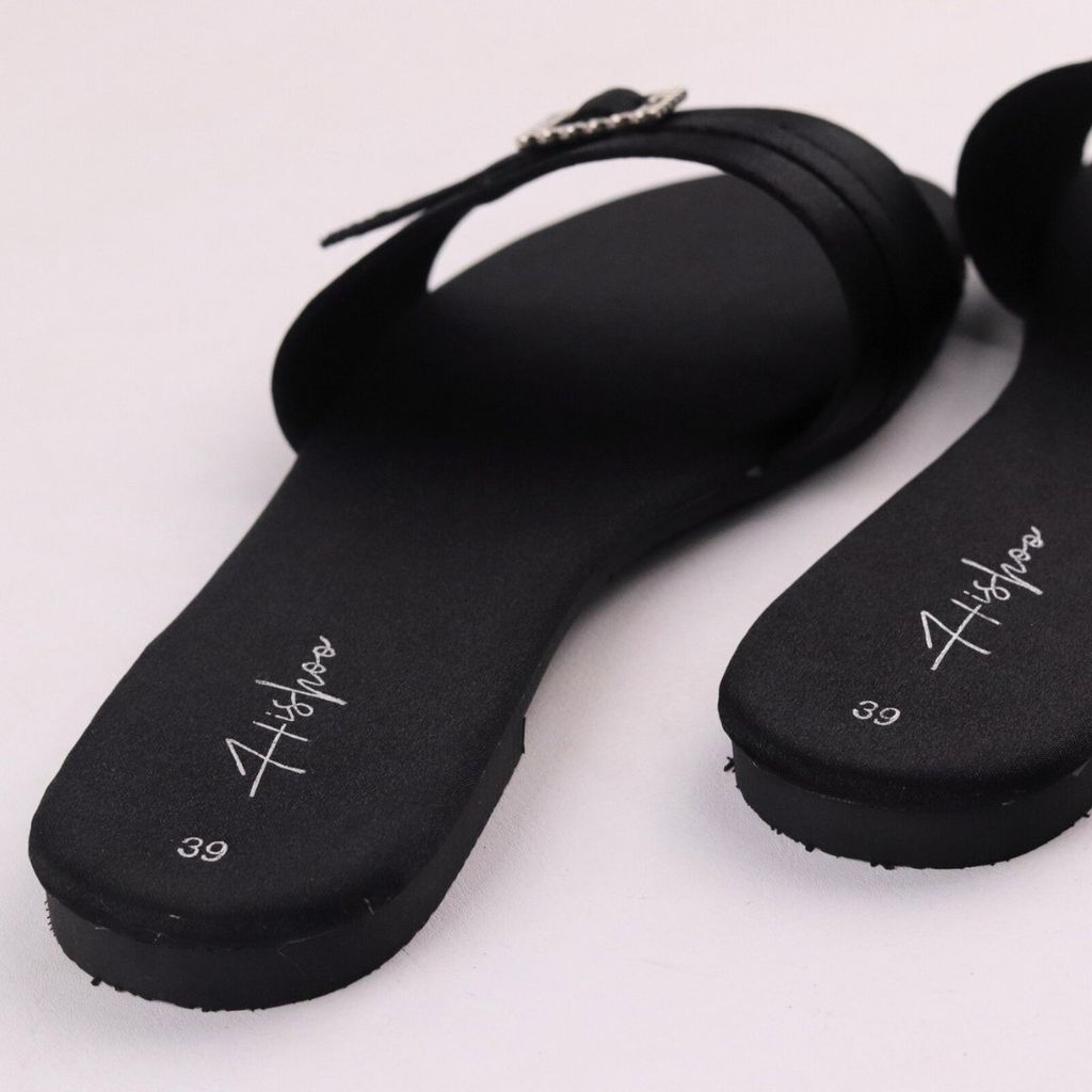 Dép lê nữ quai ngang đính khoá vuông HISHOO có Bigsize S121