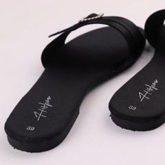 Dép lê nữ quai ngang đính khoá vuông HISHOO có Bigsize S121