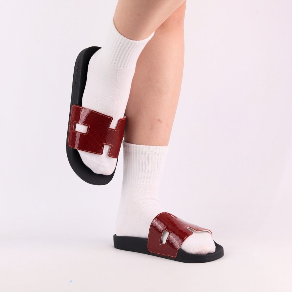 Dép quai ngang Đỏ Vẩy Rồng CHỮ H HISHOO U114