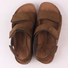 Dép đế trấu birken quai ngang sandal xé dán da lộn premium HISHOO H110