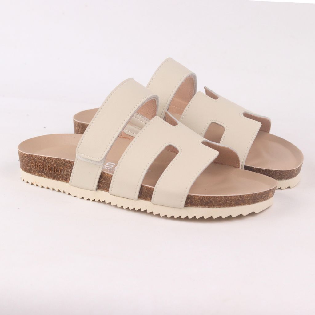 Dép đế trấu birken Chữ H Sandal quai ngang bản premium HISHOO B104
