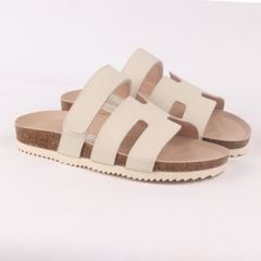 Dép đế trấu birken Chữ H Sandal quai ngang bản premium HISHOO B104