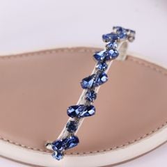 Dép Sandal Nữ Đế Bệt Quai Hậu Dây Mảnh Đính Đá HISHOO S147