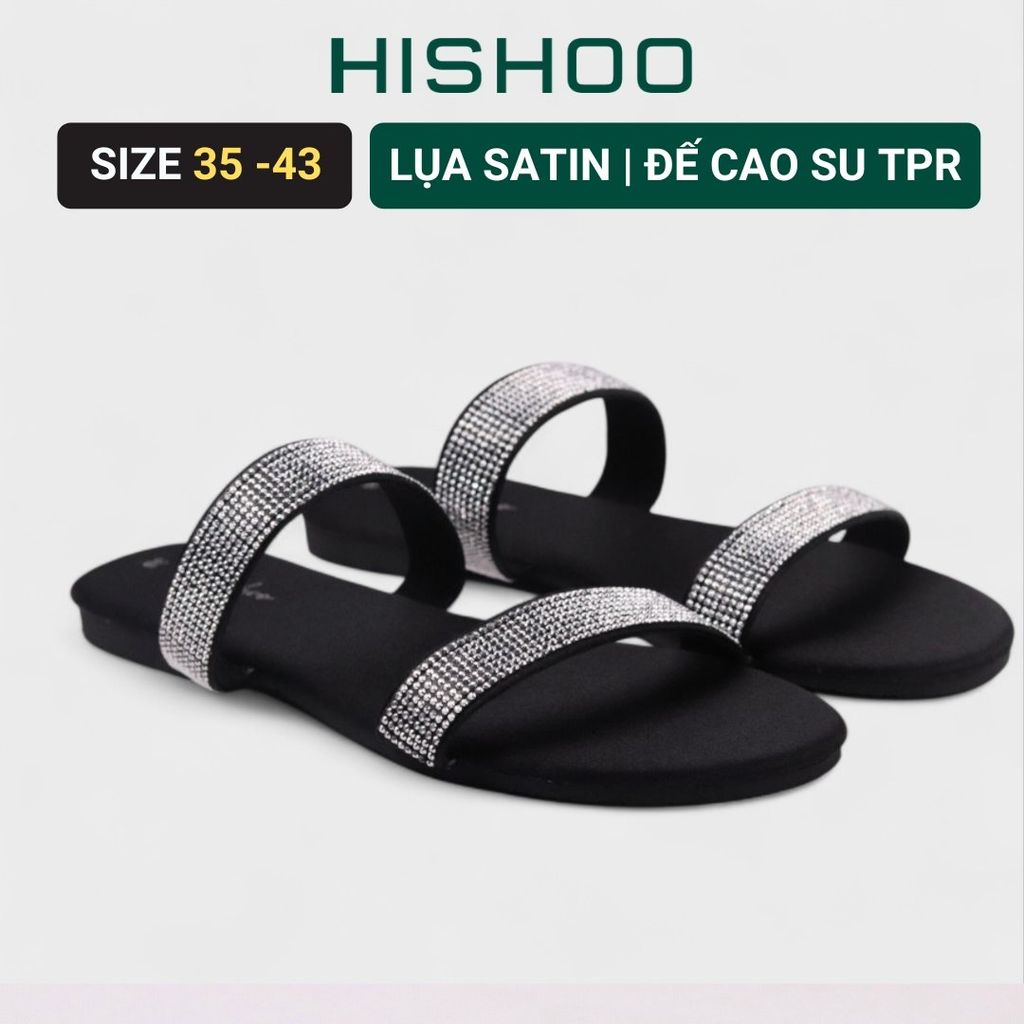 Dép Lê Nữ Đế Bệt Quai Ngang Đính Đá có Bigsize HISHOO S127