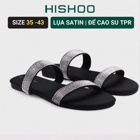 Dép Lê Nữ Đế Bệt Quai Ngang Đính Đá có Bigsize HISHOO S127