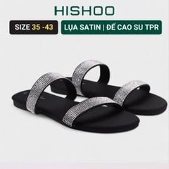 Dép Lê Nữ Đế Bệt Quai Ngang Đính Đá có Bigsize HISHOO S127