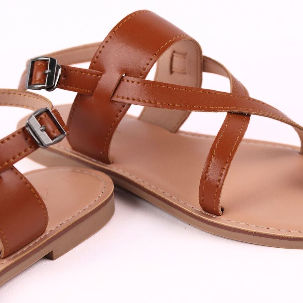 Giày Sandal Nữ Đế Bệt Quai Chéo Dây Mảnh Hishoo S057