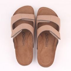 Dép đế trấu birken quai ngang xé dán da lộn HISHOO R105