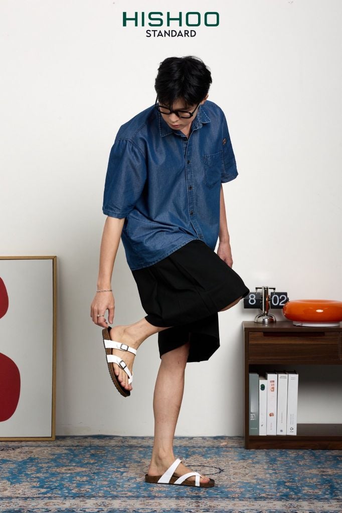 Dép đế trấu birken quai ngang xỏ ngón HISHOO S098