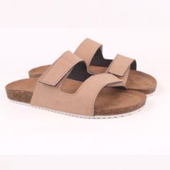 Dép đế trấu birken quai ngang xé dán da lộn HISHOO R105