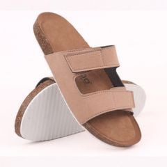 Dép đế trấu birken quai ngang xé dán da lộn HISHOO R105