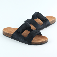 Dép đế trấu birken quai ngang xé dán da lộn HISHOO R105