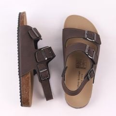 Dép đế trấu Sandal birken quai ngang 2 khoá da bò HISHOO M102
