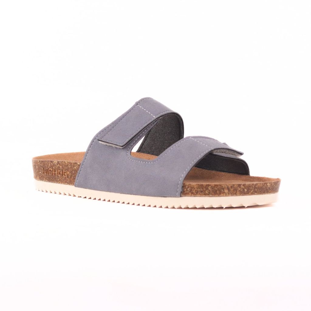 Dép đế trấu birken bé trai bé gái quai ngang xé dán da lộn premium HISHOO H105