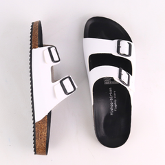 Dép đế trấu birken quai ngang 2 khoá MẶT ĐEN HISHOO S093