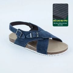Dép đế trấu Sandal birken quai ngang da lộn HISHOO R101
