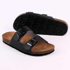 Dép đế trấu birken quai ngang 2 khoá lót da lộn S093