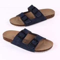 Dép đế trấu birken quai ngang 2 khoá da lộn HISHOO R093