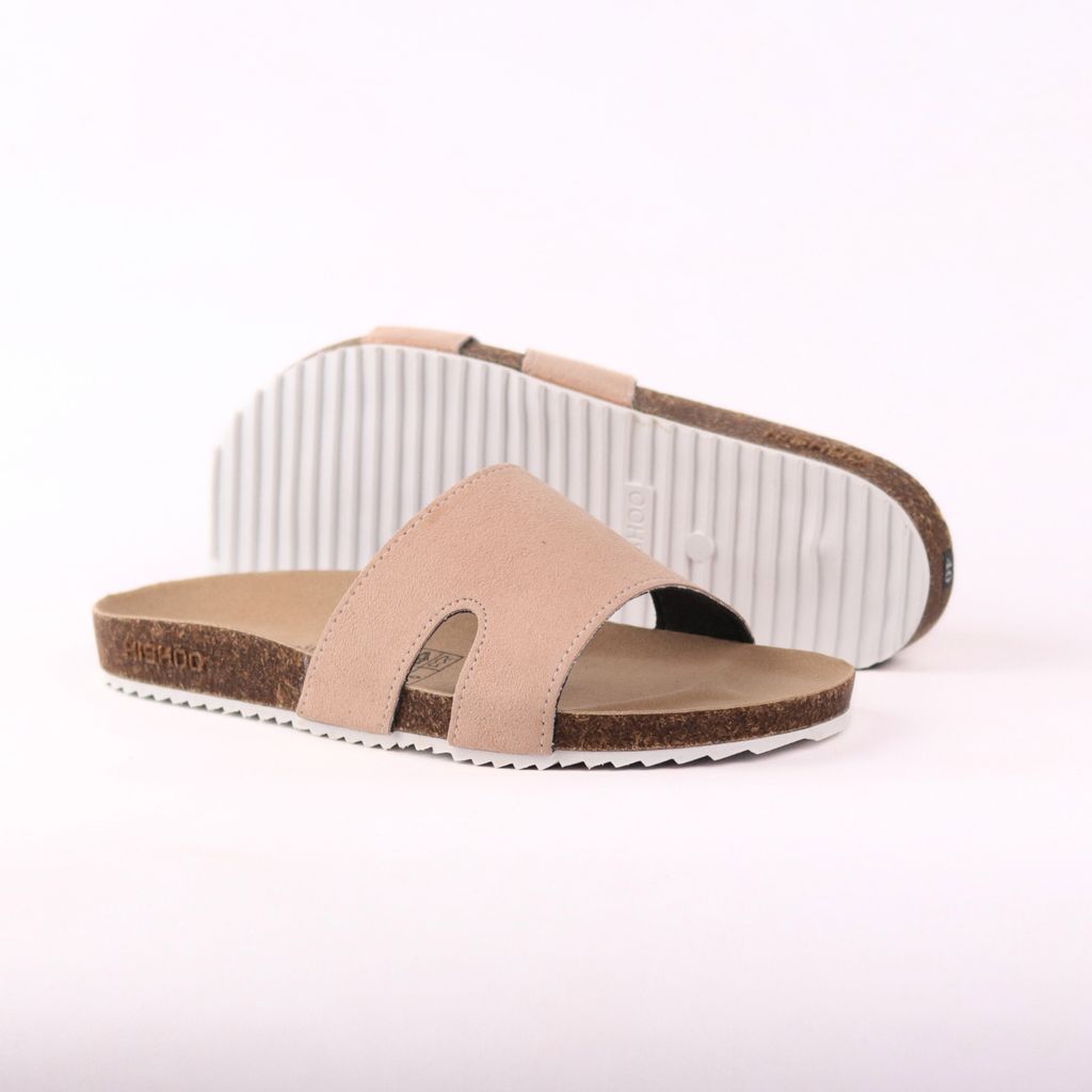 Dép đế trấu birken quai ngang chữ I da lộn HISHOO R100