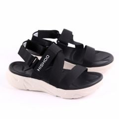 Giày Đi Học Sandal Đế Trắng Mặt Đen Quai Dù HISHOO F002