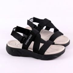 Giày Đi Học Sandal Đế Đen Mặt Trắng Quai Dù HISHOO F003