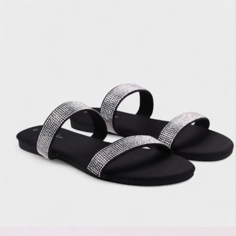 Dép Lê Nữ Đế Bệt Quai Ngang Đính Đá có Bigsize HISHOO S127