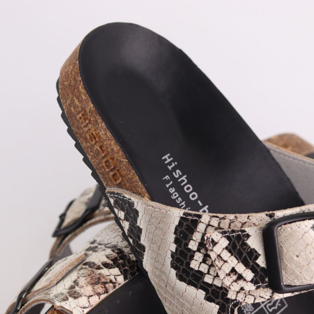Dép đế trấu birken quai ngang 2 khoá Da hiếm HISHOO M093