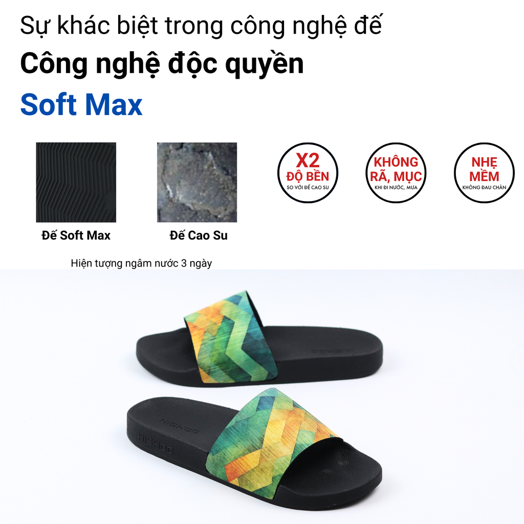 Dép quai ngang da bò In Hình Cầu Vồng Xanh HISHOO U113